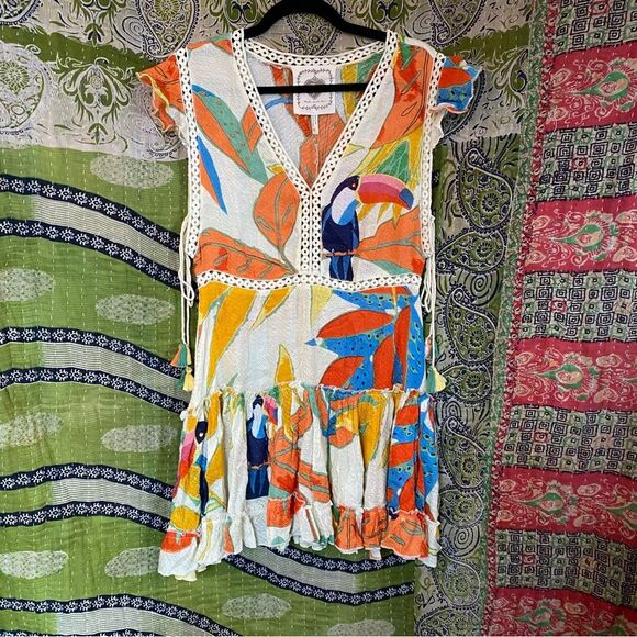 NWT Z & L Europe Toucan Tassel Mini Dress Size Medium - Picture 3 of 16